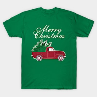 Vintage Red Truck Christmas Tree T-Shirt